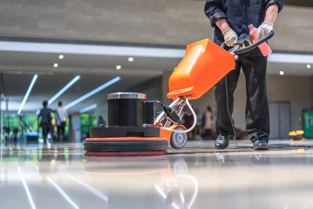 Cleaning Floor With Machine